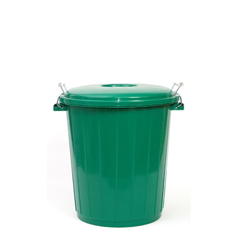 verde cubo de basura verde con tapa